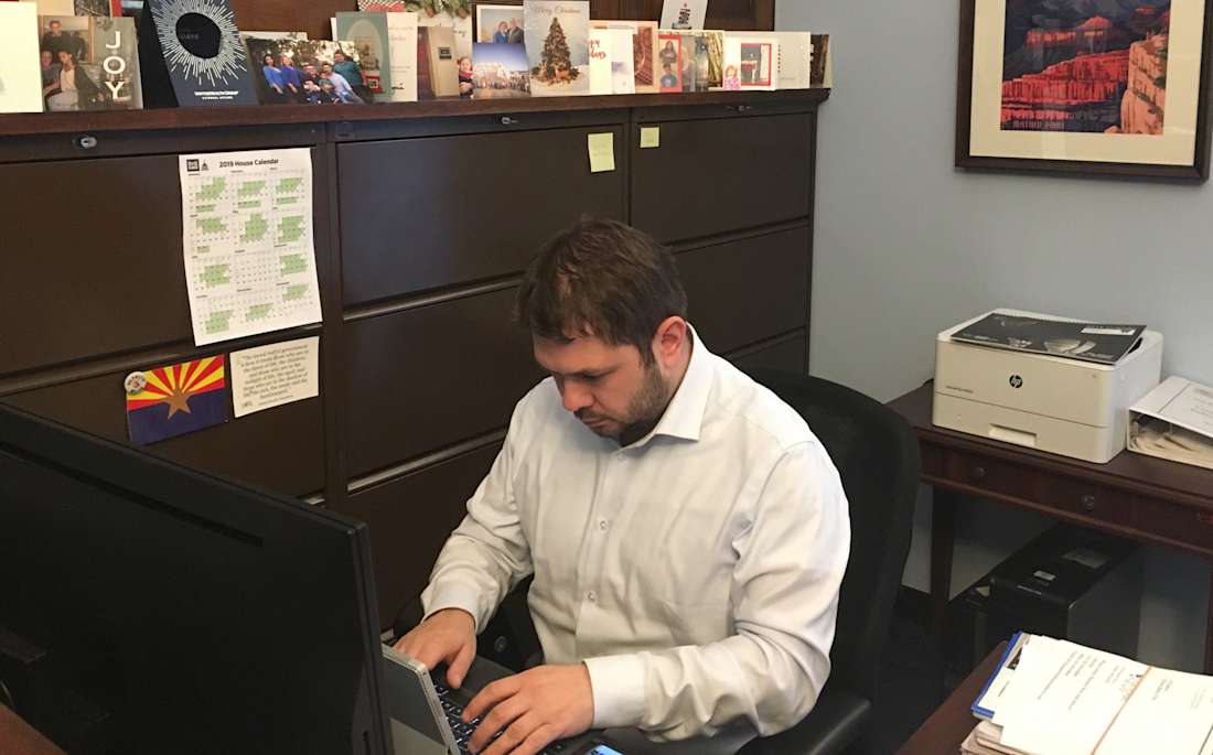 Ruben Gallego on laptop