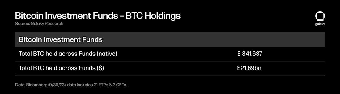 Bitcoin Investment Funds - BTC Holdings - table